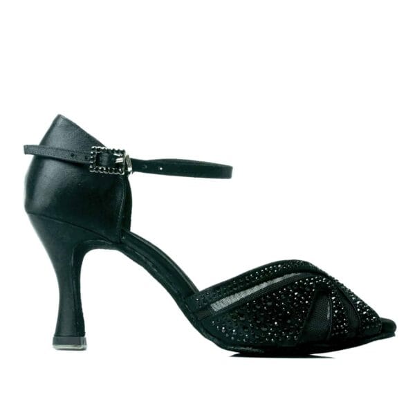 Mesh diamonds black, heel 7,5 cm - Image 2