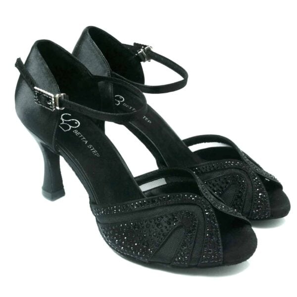 Mesh diamonds black, heel 7,5 cm - Image 3