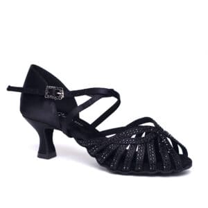 Natacha black satin, heel 5cm
