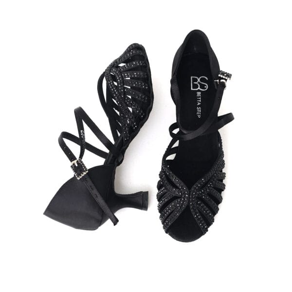 Natacha black satin, heel 5cm - Image 4