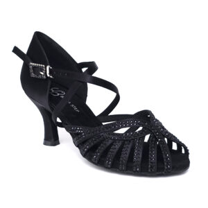 Dance shoes Natacha black satin, heel 6.4cm