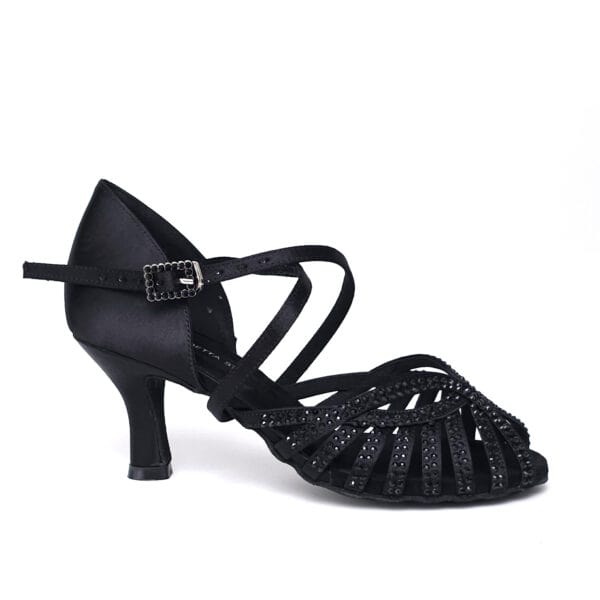 Dance shoes Natacha black satin, heel 6.4cm - Image 2