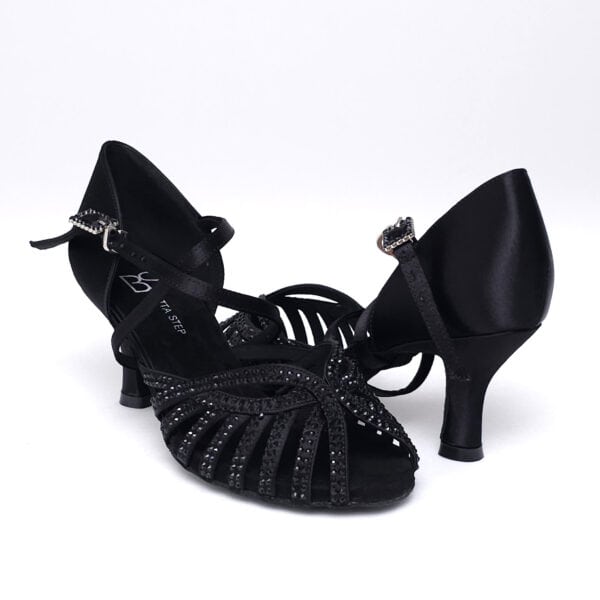 Dance shoes Natacha black satin, heel 6.4cm - Image 3