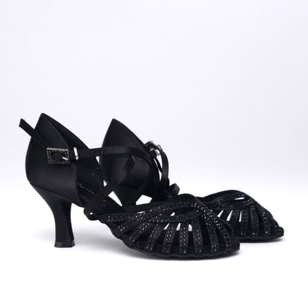 Dance shoes Natacha black satin, heel 6.4cm - Image 4