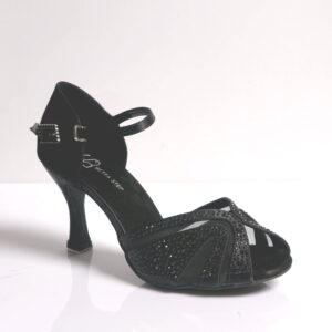 Mesh diamonds black, heel 7,5 cm
